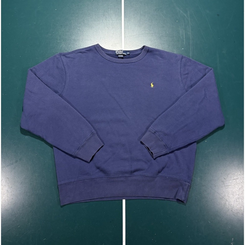Vintage 90s Polo Ralph Lauren Crewneck Sweatshirt Men's XL Faded Navy Blue Blank